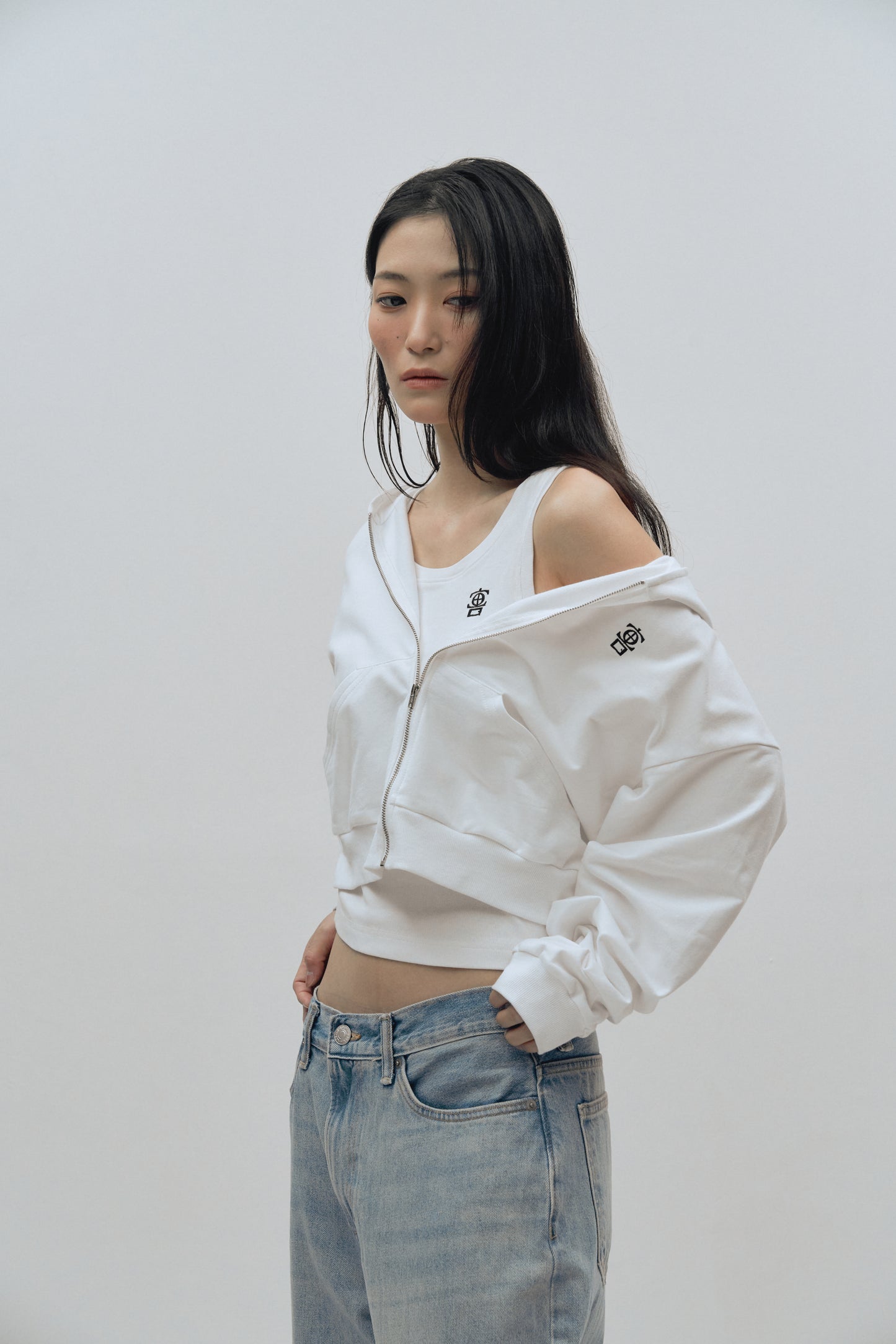 The Cropped Zip in White