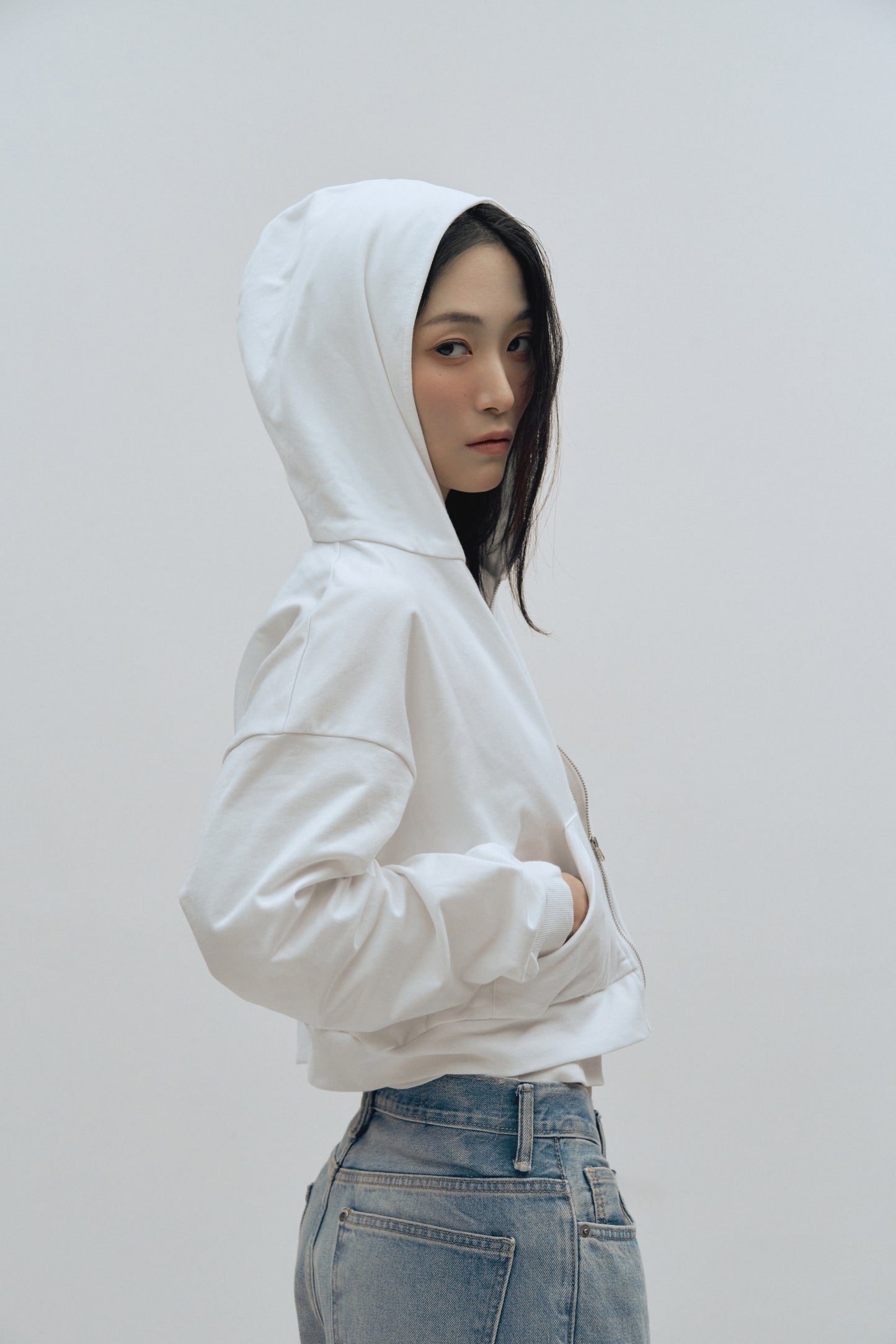 The Cropped Zip in White
