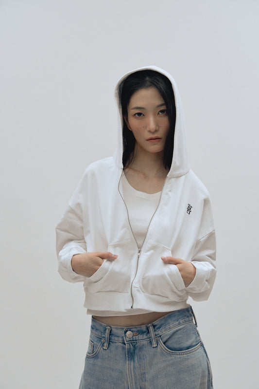 The Cropped Zip in White