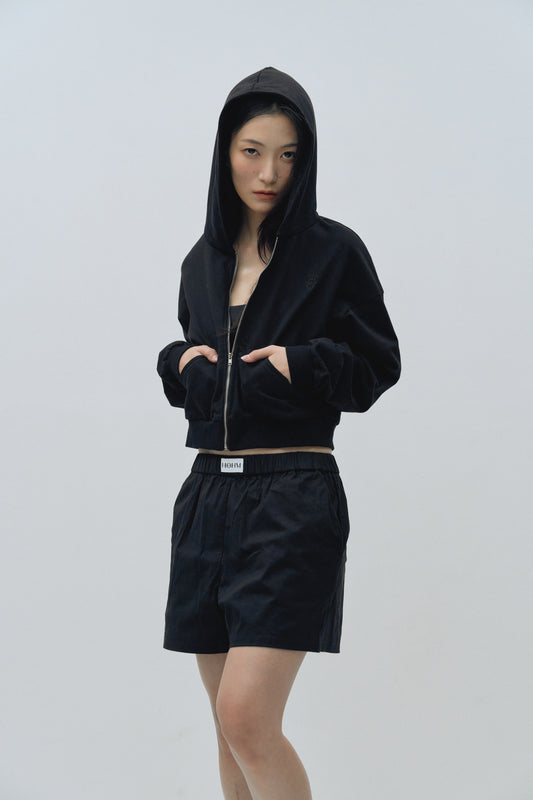 The Cropped Zip in Black