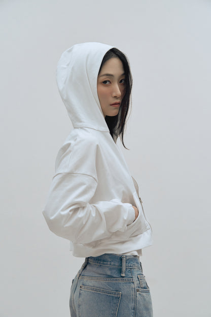 The Cropped Zip in White
